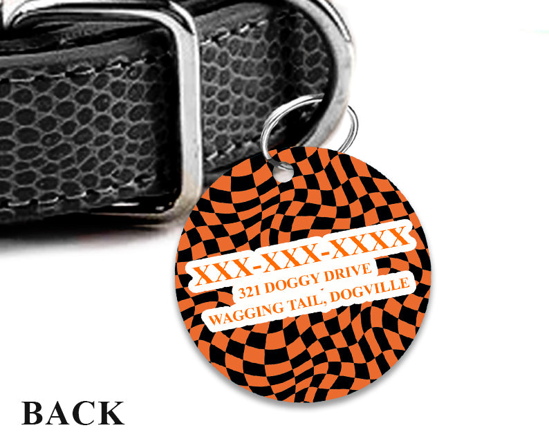 Pet ID Tag | Halloween Spooky Checkers